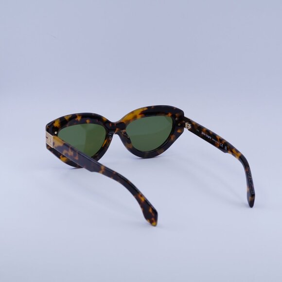 Palm Angels PERI10F MIRACLE 6055 Sunglasses Havana Cat Eye Frame, Green Lenses - Picture 7 of 11